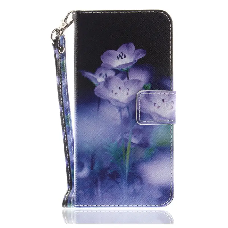Чехол для Samsung Galaxy J3, J5, J7 года A6 S9 S8 плюс S7 S6 край S5 окрашенные панда гнев Сова Бумажник держатель для карт с откидной крышкой D26G - Цвет: Blue Flower