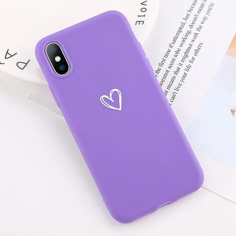 Lovebay фиолетовый чехол для телефона для Iphone XS Max XR X 7 6 6S 8 Plus Love Heart shape Lucky с принтом мягкий чехол-накладка - Цвет: 3532 Purple