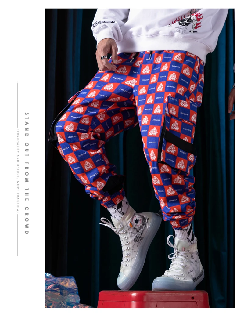 Purple Skateboard Color Pants Men Cotton Camo Hip Hop Fashion Cargo Pants  (8)