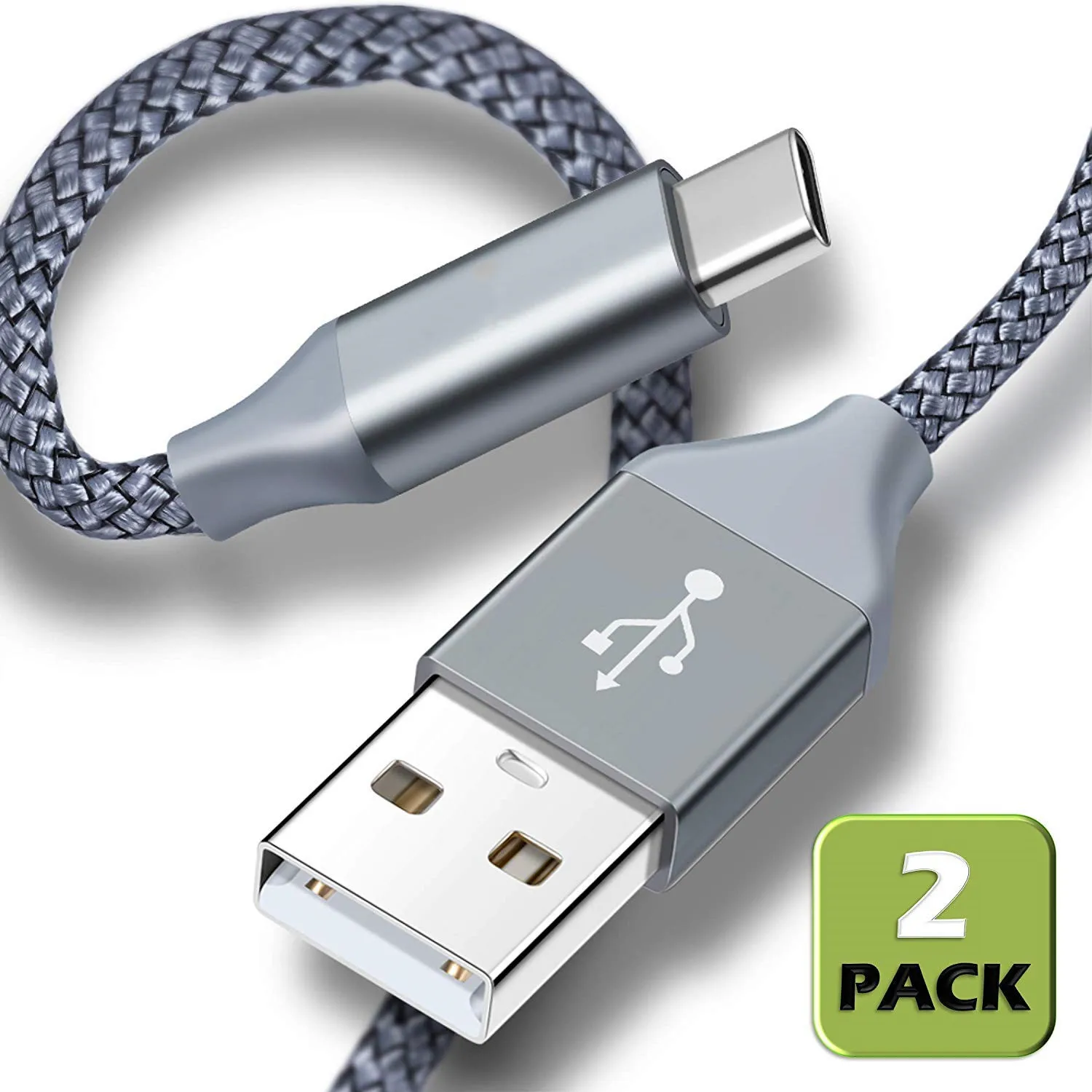 Кабель USB Type-C/USB A (6 6 футов 2 упаковки) нейлоновый плетеный кабель для быстрой