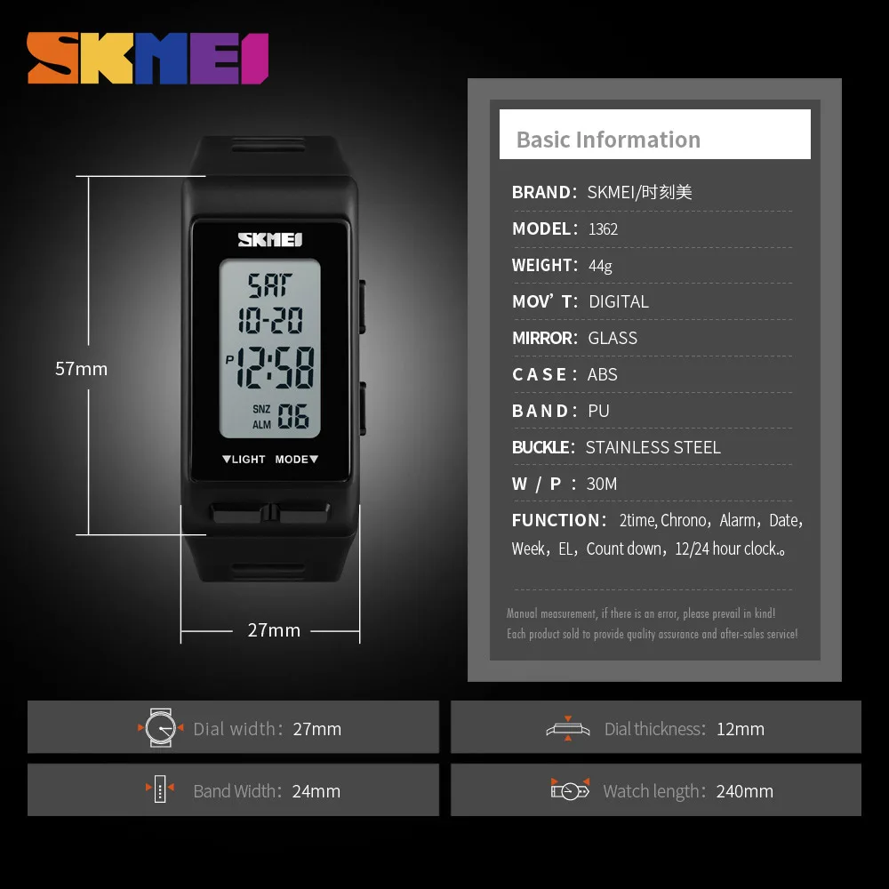 SKMEI модные цифровые женские часы 1362 спортивные уличные часы водонепроницаемые часы с отображением недели модные персональные Часы Relogio Feminino