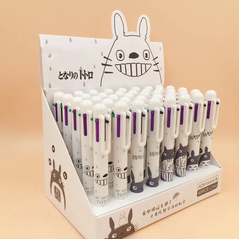 

40pcs/lot Korean Cartoon Totoro 6 Colors Muticolor Ballpoint Pen Painting Mark Pen Gift Prize Student Favors Creative Stationery