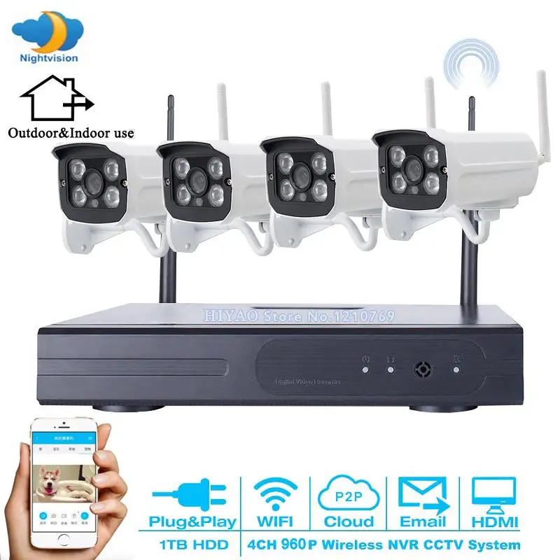 

NEW Wireless CCTV System 960P 4ch Powerful Wireless NVR 2TB HDD IP Camera IR-CUT CCTV Home Security System Surveillance Kits