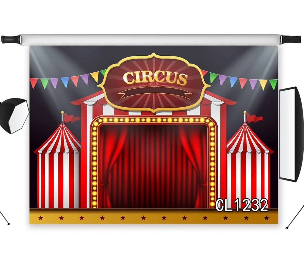

LB Circus Tent Children's Playground Washable No Crease Background Photography Polyester Backdrop Studio Photographic Seamless