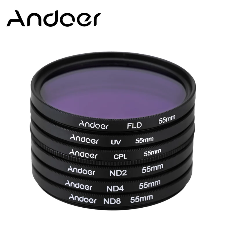 

Andoer 55mm Photography Filter Kit Set UV+CPL+FLD+ND Filter Polarizing Neutral Density for Nikon Canon Sony Pentax DSLRs