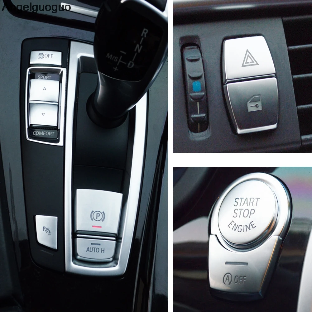 

Angelguoguo Car Warning Light button / handbrake AUTO H/ start stop engine button knob cover For BMW BMW 5 GT5 6 7 Series X3 X4