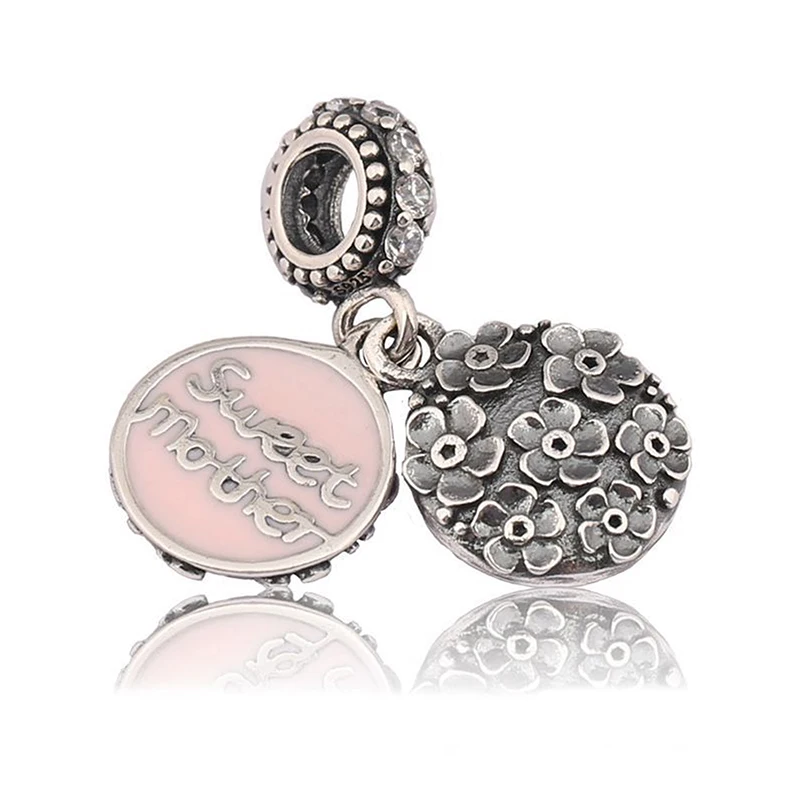 

Fits Bracelet Charm Jewelry DIY Women's Party Gift Set Zircon Double Dish Daisy 925 Sterling Silver Jewelry Beads