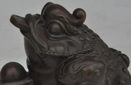 

S1250 bronze fengshui animal Golden Toad wealth yuanbao money statue