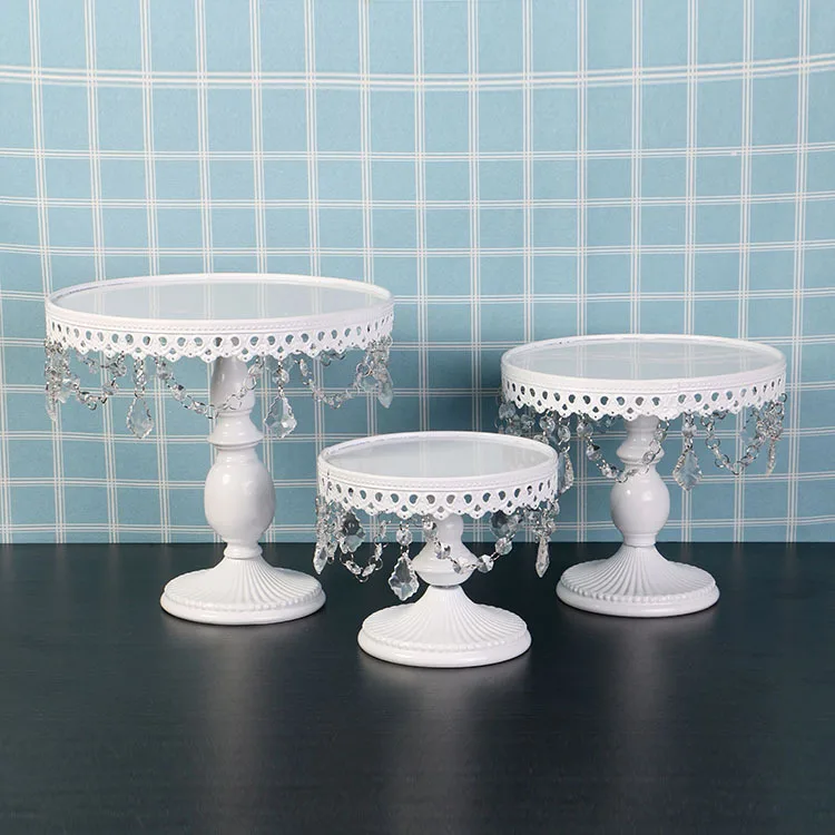 

White Cake Decorating Supplies Crystals Cake Stand for Wedding Cupcake Tower Stand Wedding Plates Set Party Dessert Display Tray