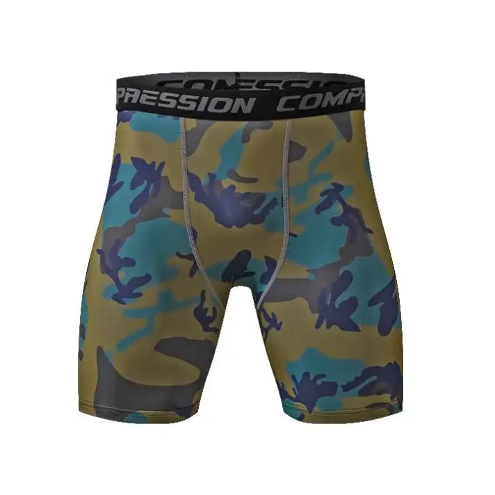Мужские спортивные шорты с принтом MMA шорты для бега, компрессионное белье шорты Кроссфит, короткие спортивные мужские шорты - Цвет: Dark green