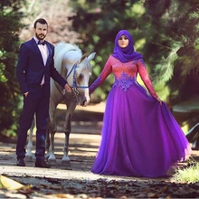 2016 Women Clothing Islamic Muslim Evening Dress With Hijab Arabic Long Sleeve Dubai Kaftan Dress
