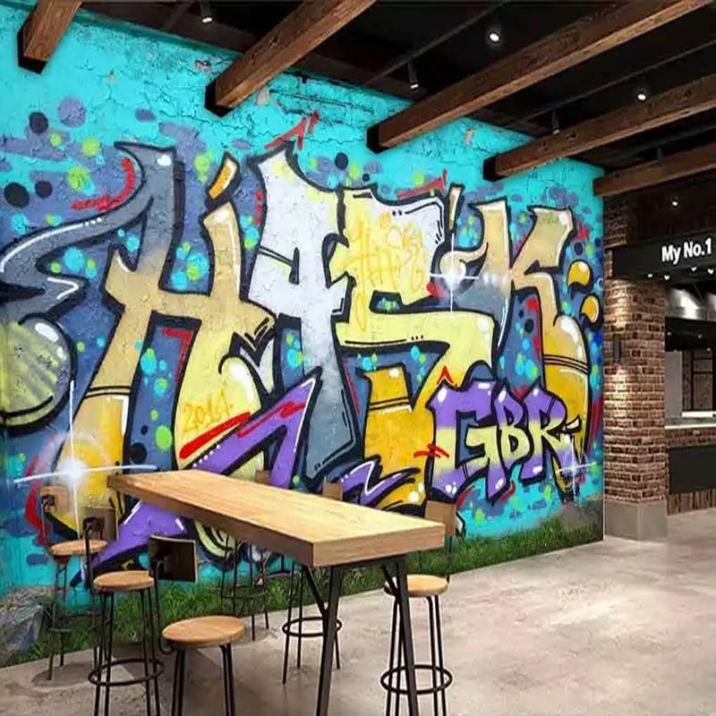 Пользовательские фото обои 3D Искусство граффити обои кирпичная стена обои кафе чай фоновые обои для магазина Фреска - Цвет: 5