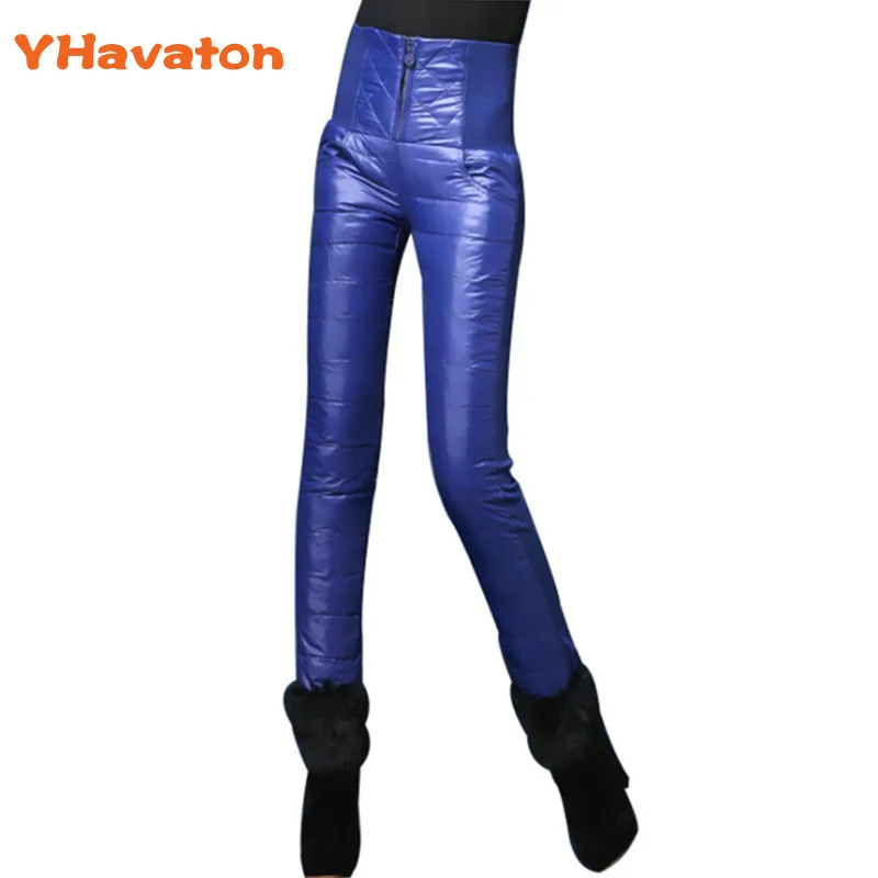 

Plus size Women Pants Trousers Winter High Waist elastic OutWear Women female Trousers skinny Slim Warm Thick Duck Down Pants