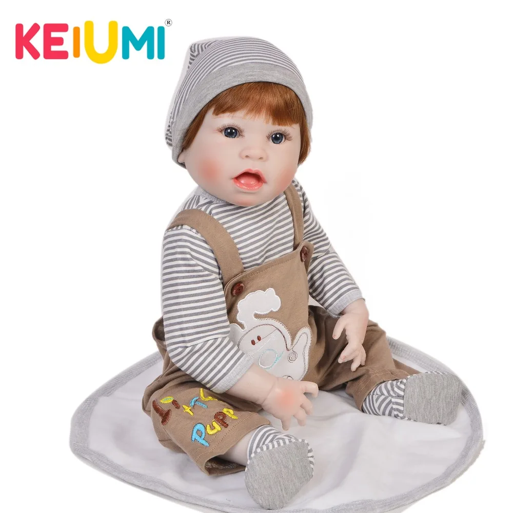 Fashion 23 Inch Reborn Boy Babies Dolls Full Silicone Vinyl Realistic