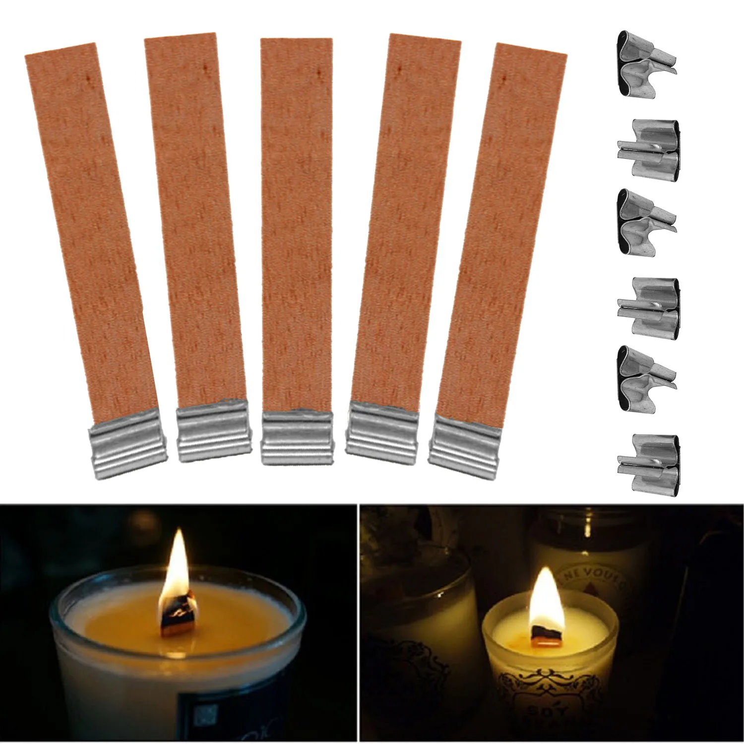 50 PCS 12.5 x 75mm Wood Candle Wicks Supplies Wick for Candle velas