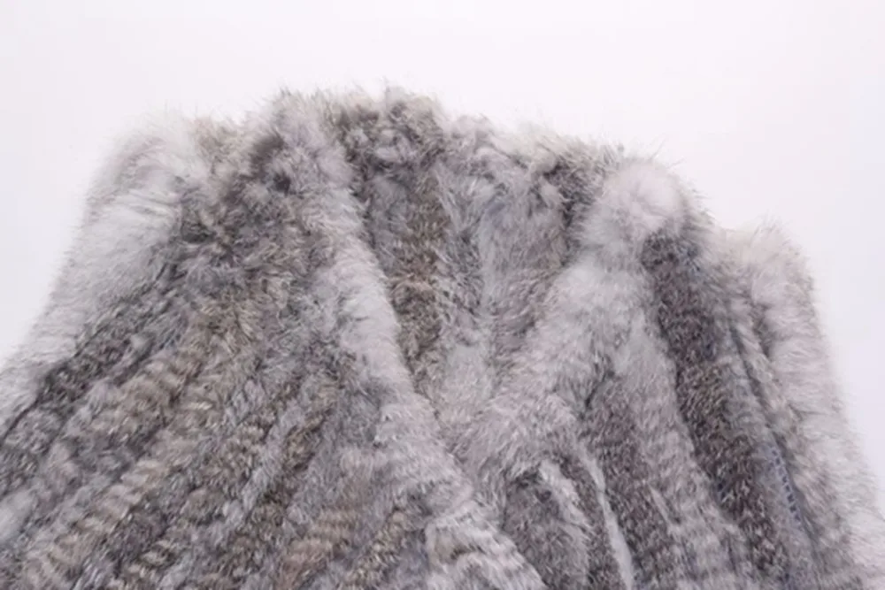 ZY88010 Classic Lady Genuine Knitted Winter Women Rabbit Fur Turn-Down Fur Vest Fur Waistcoat Gilet Outwear long duvet coat