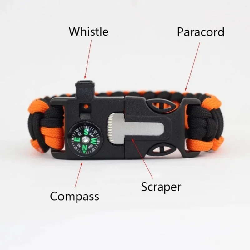 Camping tools Paracord Braided Rope 550 Camping Survival Kits Parachute Wristband Emergency Rescue Bracelet Whistle Compass (11)