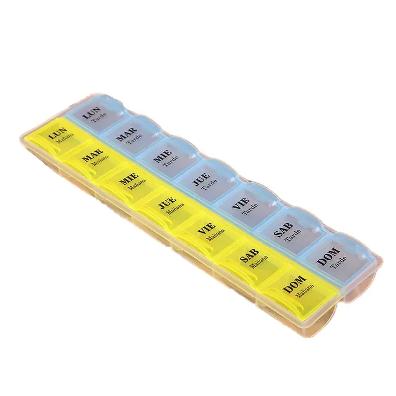 

Week 7Days Two row 14 cells Pillbox Day and Night portable Storage box Medicine Box Holder Organizer Pill Cases