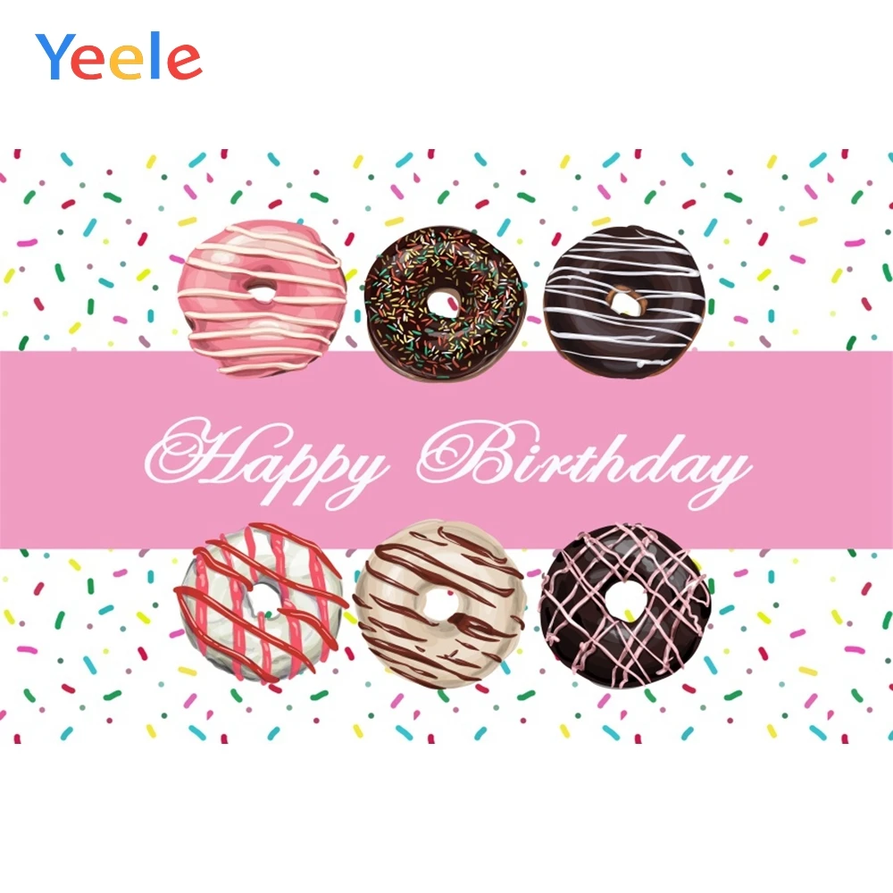 

Yeele Colorful Points Donut Sweet Dream Baby Birthday Photography Backgrounds Customized Photographic Backdrops for Photo Studio