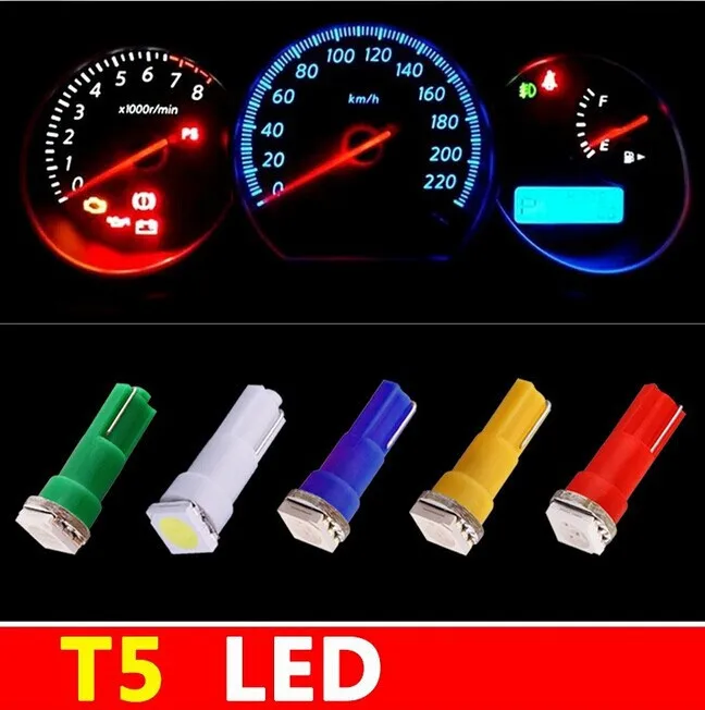 Us 2 83 40 Off 10pcs Led T5 Led Car Interior Light 74 1 Smd 5050 Led Dashboard T5 74 Led Bulb Lamp Yellow Blue Green Red White In Car Light Assembly