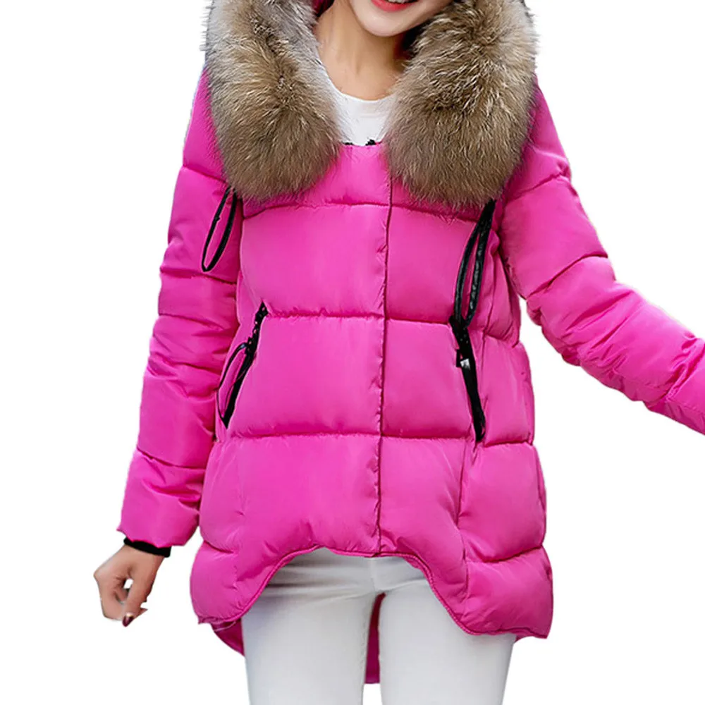 Winter Parkas jackets Women Clothing Fashion Casual Slim Thick Fur Collar Warm Hooded Outwear Coats Parkas With Hooded Overcoats