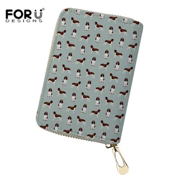 

FORUDESIGN Leather Credit Card Holder English Springer Spaniel Design Printing Women Men Business Card Case porte carte bancaire
