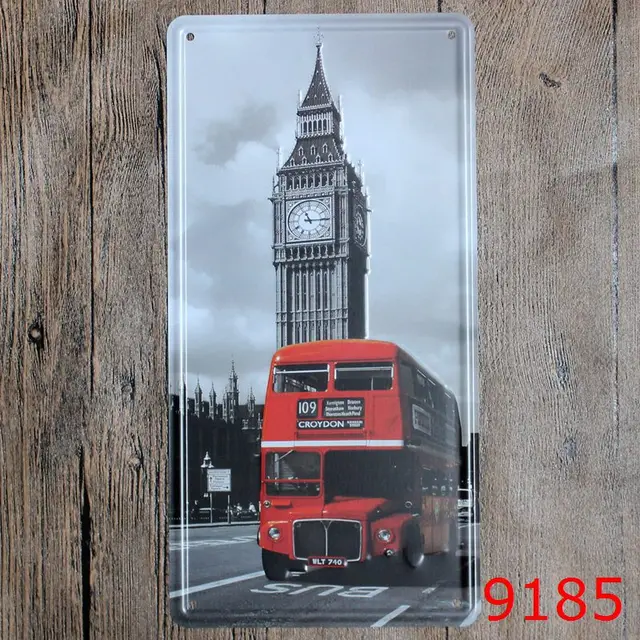 30X15CM LONDON BUS Vintage Home Decor Tin Sign for Wall Decor Metal ... 30X15CM LONDON BUS Vintage Home Decor Tin Sign for Wall Decor Metal ...