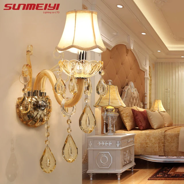 European Design Led Luxury Hanging K9 Crystal Wall Lamps Bedroom European Design Led Luxury Hanging K9 Crystal Wall Lamps Bedroom Headboard Bedside Lamp Sconce Light