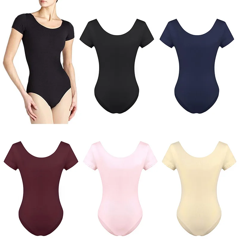 

TiaoBug Women Short Sleeve Stretch Professional Ballerina Ballet Dance Leotard Female Gymnastics Leotard Workout Sports Bodysuit