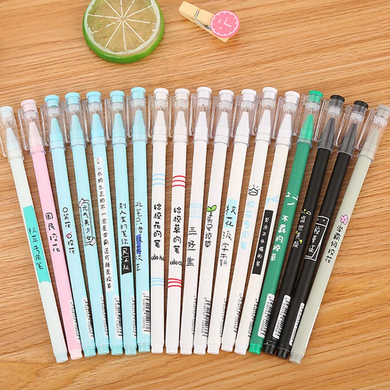 

100 PCs Creative School Flower School Grass Neutral Pen Cute Stationery Personality with Character Office Water Signature Pen