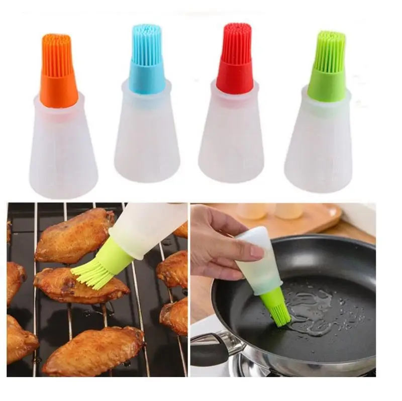 High Quality Portable Flapjack BBQ Brushes Basting Silicone Baking Kitchen Oil Bottle Temperature |