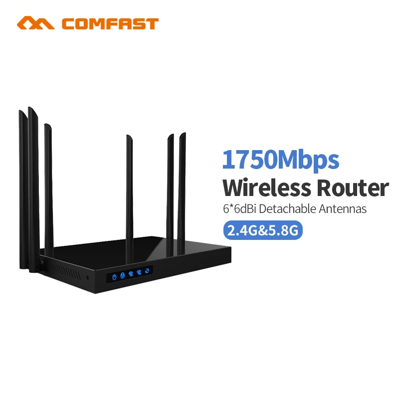 

Gigabit Dual-Band 1750Mbps Wireless Router Wifi Repeater 6*6dBi High Gain Antennas Coverage Access Point Wifi Base Station AP