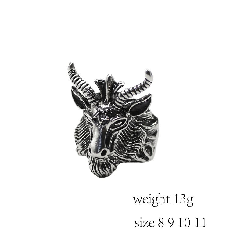 Дьявол сатана панк Для мужчин Jewelry гексаграмма черного козла овец кольцо Винтаж