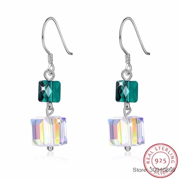 

SMTCAT Crystals From Cube Bead Drop Earrings S925 Sterling Silver Earrings For Women Fine Jewelry Party Joyas
