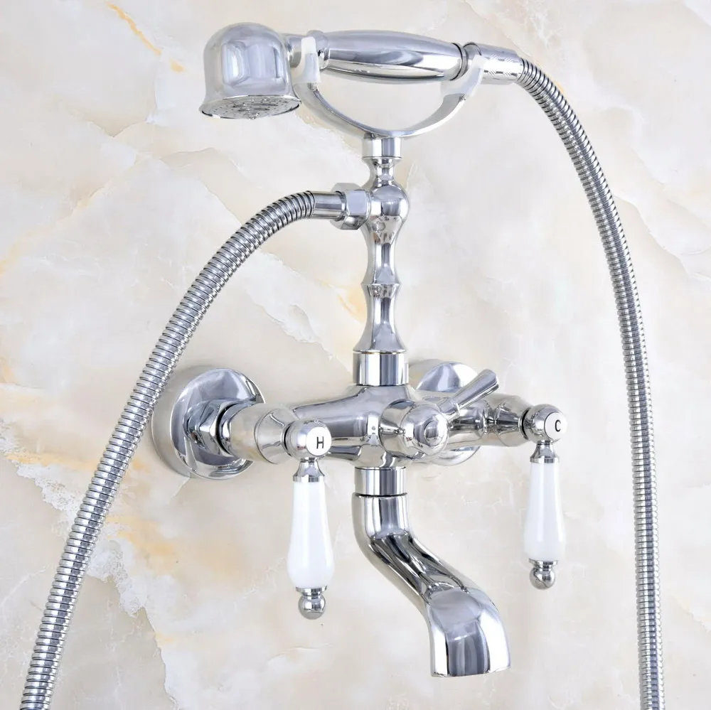 Polished Chrome Brass Double Ceramic Handles Wall Mounted Claw