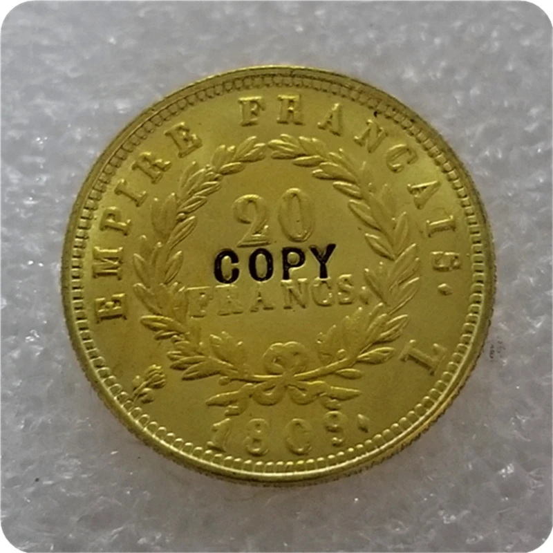 Франция, Наполеон I, 20 франков, 1809 золотая монета КОПИЯ