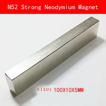 

1PCS block 100x10x5mm N52 Super Powerful Strong Rare Earth NdFeB Magnet Neodymium N52 plating Nickel Magnets