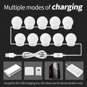 

USB Makeup Mirror Vanity LED Light Bulb Kit For Dressing Table LED Cosmetic Mirror Lamp 2 6 10 14Bulbs LED Wall Light Bathroom