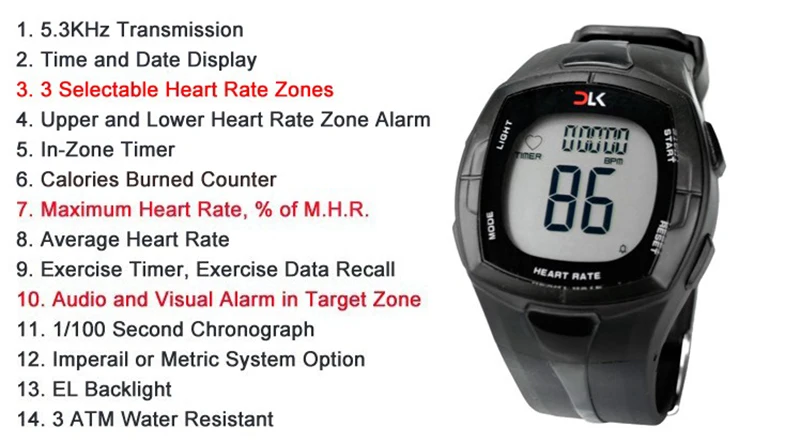 11 Polar Style Heart Rate Watch Cardio Fitness Digital 5.3KHz Sports Wristwatches Running Cycling Heart Rate Monitor Chest Strap