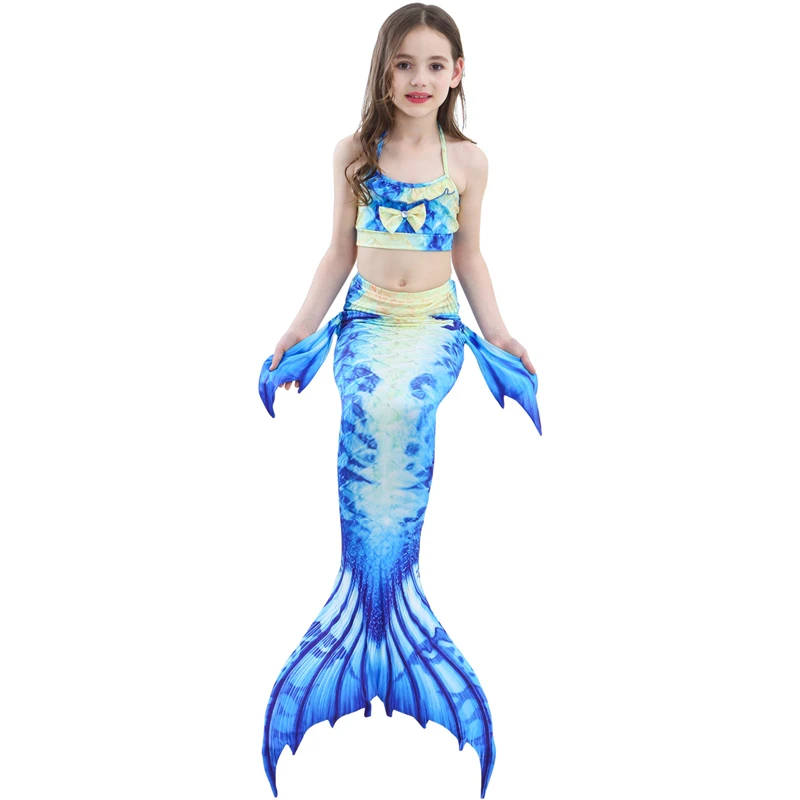 

Girl Swimsuit Kids Swimwear Three Piece Swimsuit Girls Swimwear Bandage Swimsuit Fish Scale Suit Blue Swimsuit Little Mermaid