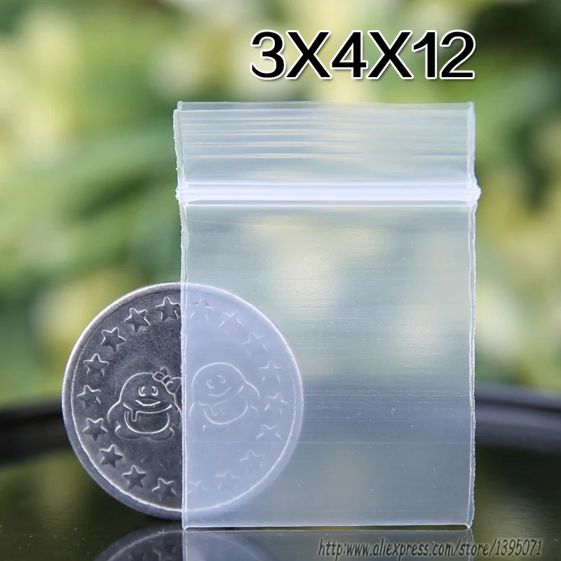 Small 12C Thicken 3*4cm Plastic Jewelry Packaging Bags PE Ziplock Bag