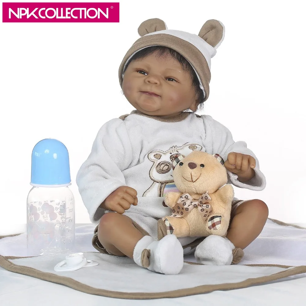 

NPK 18 Inch Indian Style Vinyl Silicone Reborn Baby Doll Christmas Gift Bebe Boneca Black Skin Baby Girl Toy Educational Dolls