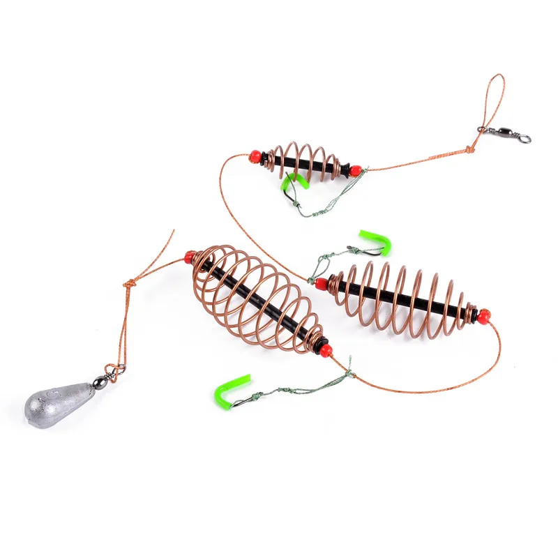 2016 New 1pcs/Pack 15g 20g 30g Fishing Bait Cage lead sinker Swivel With Line Hooks For Carp Feeder Fishing Tackle Accessories