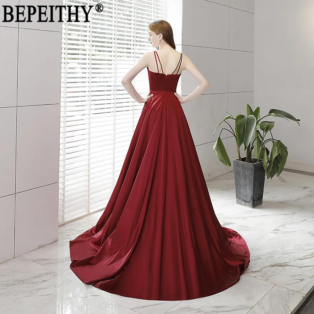 BEPEITHY vestido de festa, дизайн, сексуальное вечернее платье с разрезом, бордовое, v-образный вырез, длинные вечерние платья, отражающее платье