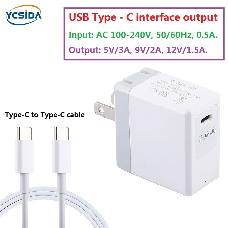 

US Plug PD 18W Type-C Output phone fast charger Adapter,Compatible country United States Japan Canada Brazil etc.