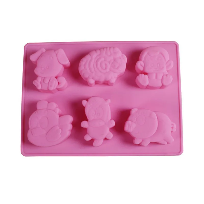 

6 Different Farm Animal Silicone Soap Mold Dog Shape Fondant Cookies Moulds Handmade Chocolate Baking Cooking Tools