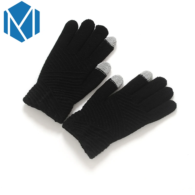 Стильные Зимние перчатки для мужчин и женщин, вязаные перчатки унисекс, уличные вязаные перчатки из искусственной шерсти, эластичные длинные пальцы