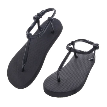 

2018 Summer Roman Non-Slip Thong Shoes T-Strap Block Slippers Summer Beach Flip Flops Flat Sandals