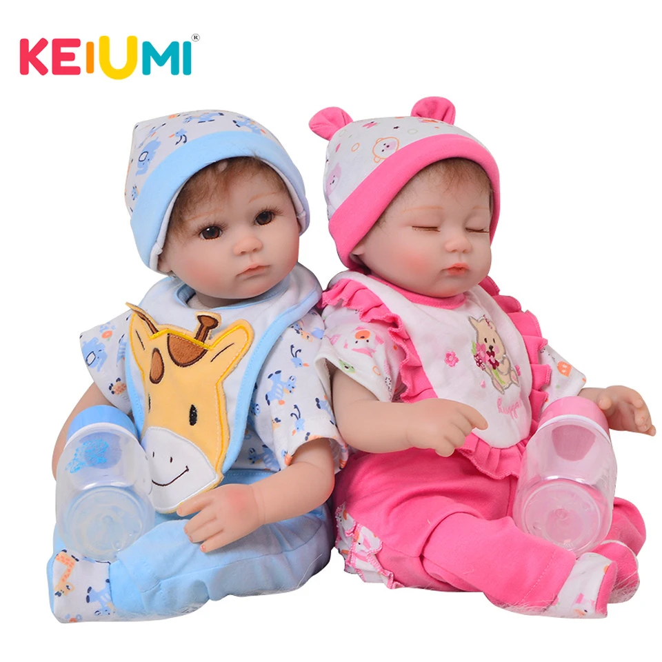 Keiumi 17 Pouces Realiste Reborn Bebe Poupee Doux Silicone Bebes 42 Cm Fille Endormie Yeux Ouverts Garcon Jumeaux Reborn Poupees Pour Enfants Aliexpress