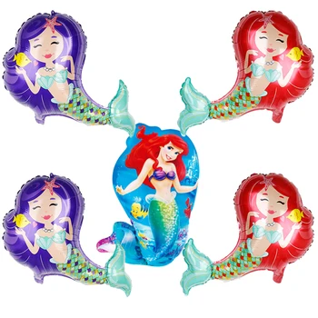 

5pcs Large Mermaid foil Balloons hot beach animal fish Birthday Party Decor Kids Baloons baby shower girl princess helium globo